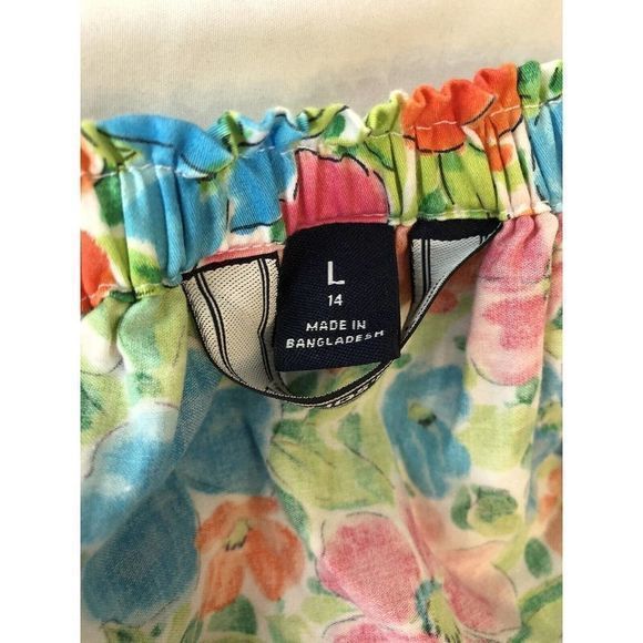 Land's End Floral Ruffle Off‎ The Shoulder Dress Girls Large 14 Summer Sundress - Picture 4 of 8